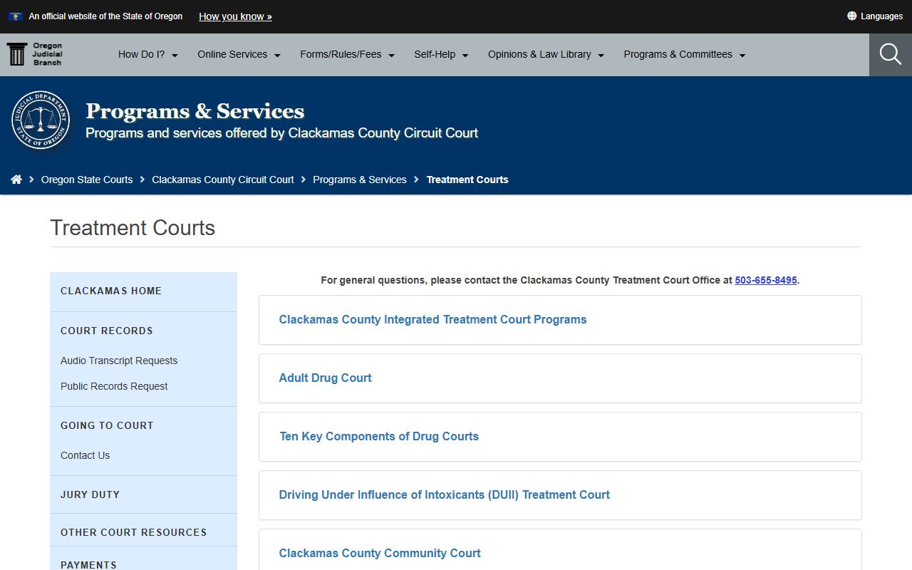 Clackamas County Circuit Court treatment court records