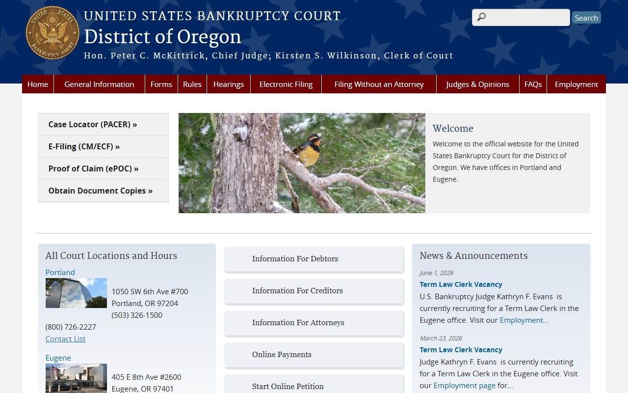 Clackamas County arrest records and court charges Oregon federal bankruptcy court source