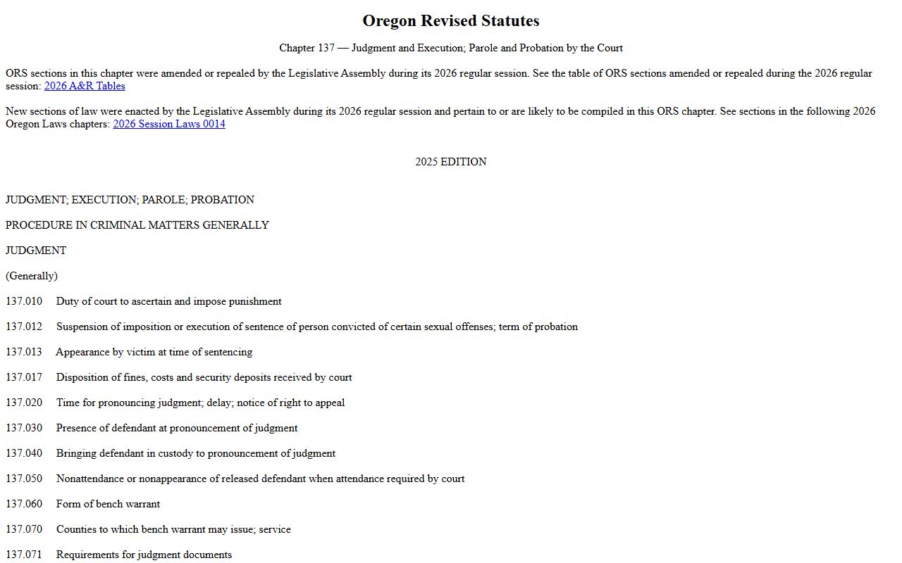 Clackamas County criminal court records ORS chapter 137 set aside law
