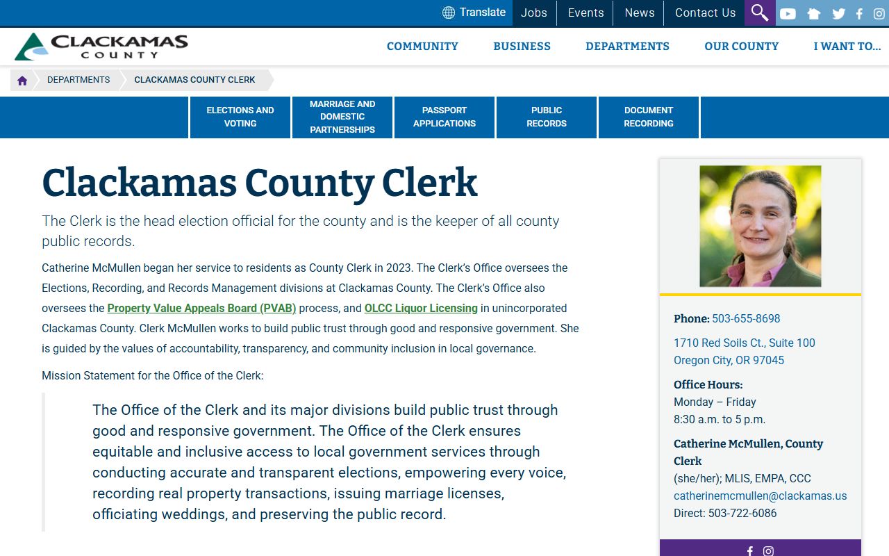 Clackamas County marriage divorce probate and clerk records