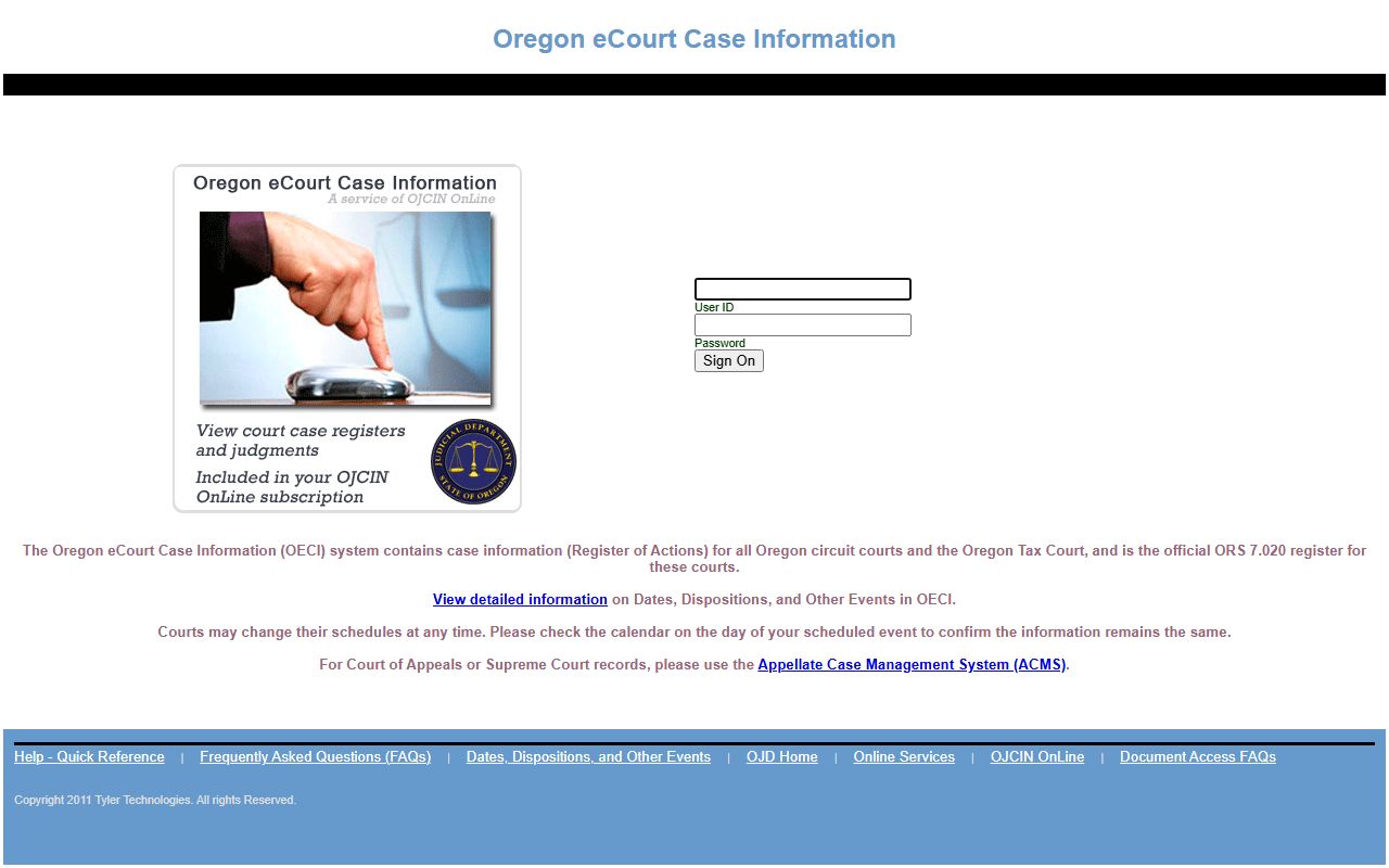 Clackamas County court records OECI and OJCIN login access