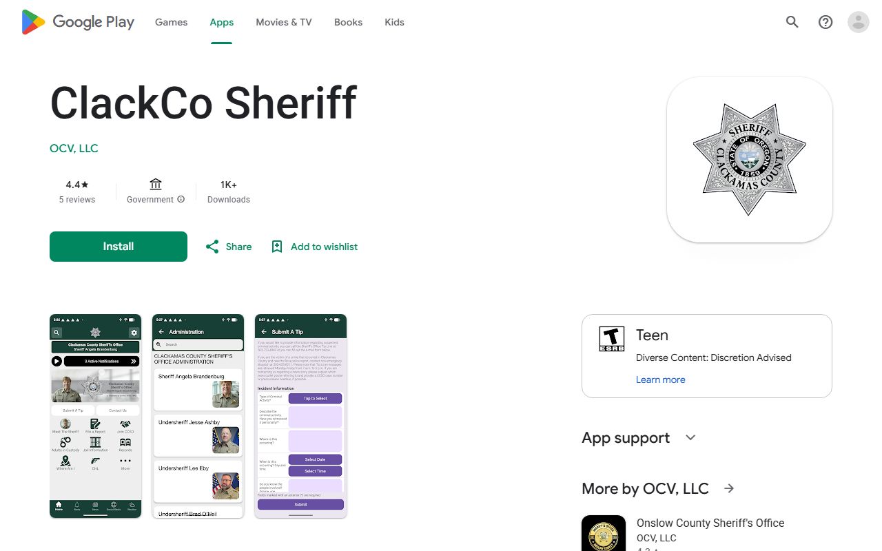 Clackamas County inmate records ClackCo Sheriff Google Play app listing