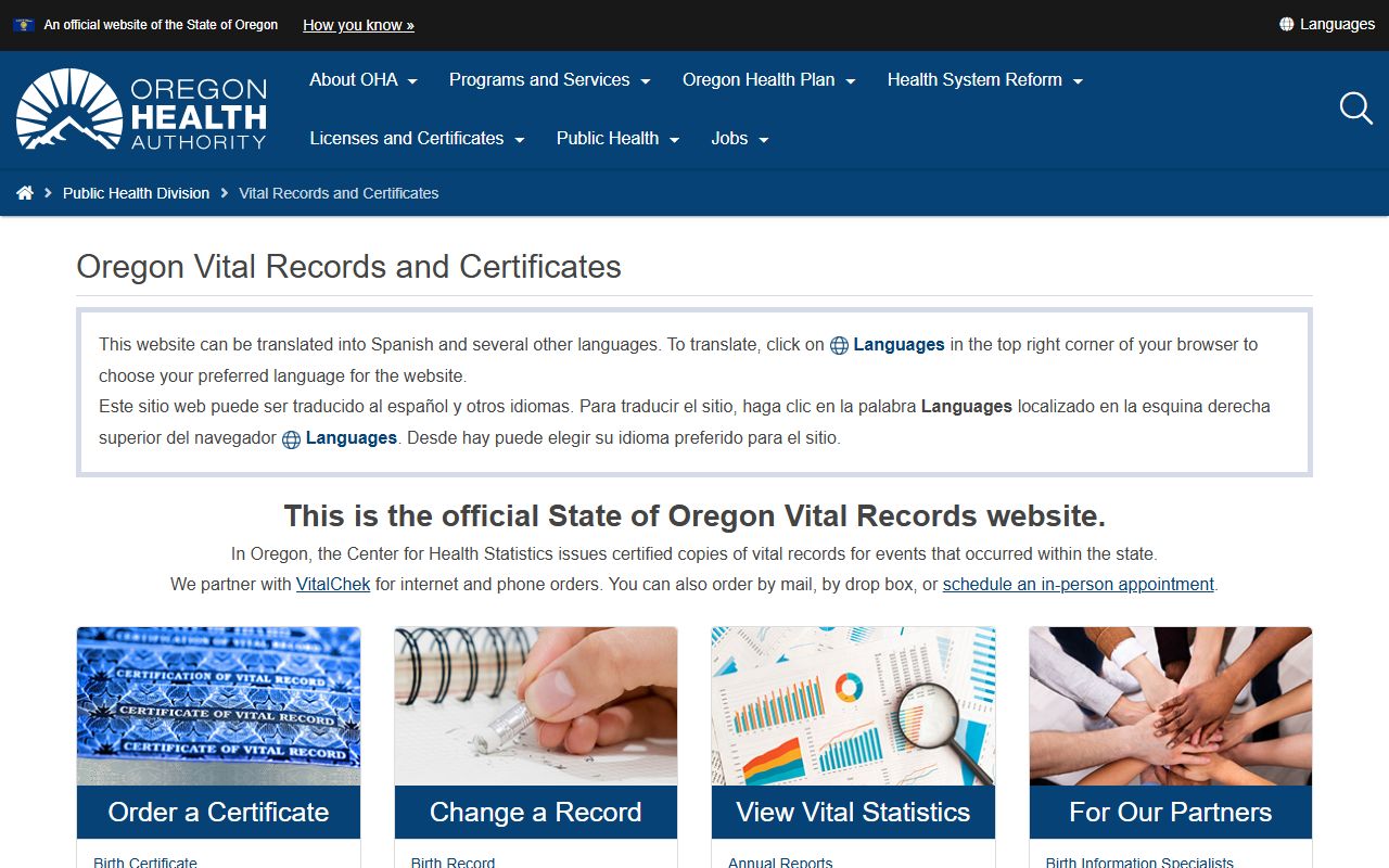 Clackamas County marriage records and Oregon Vital Records channel