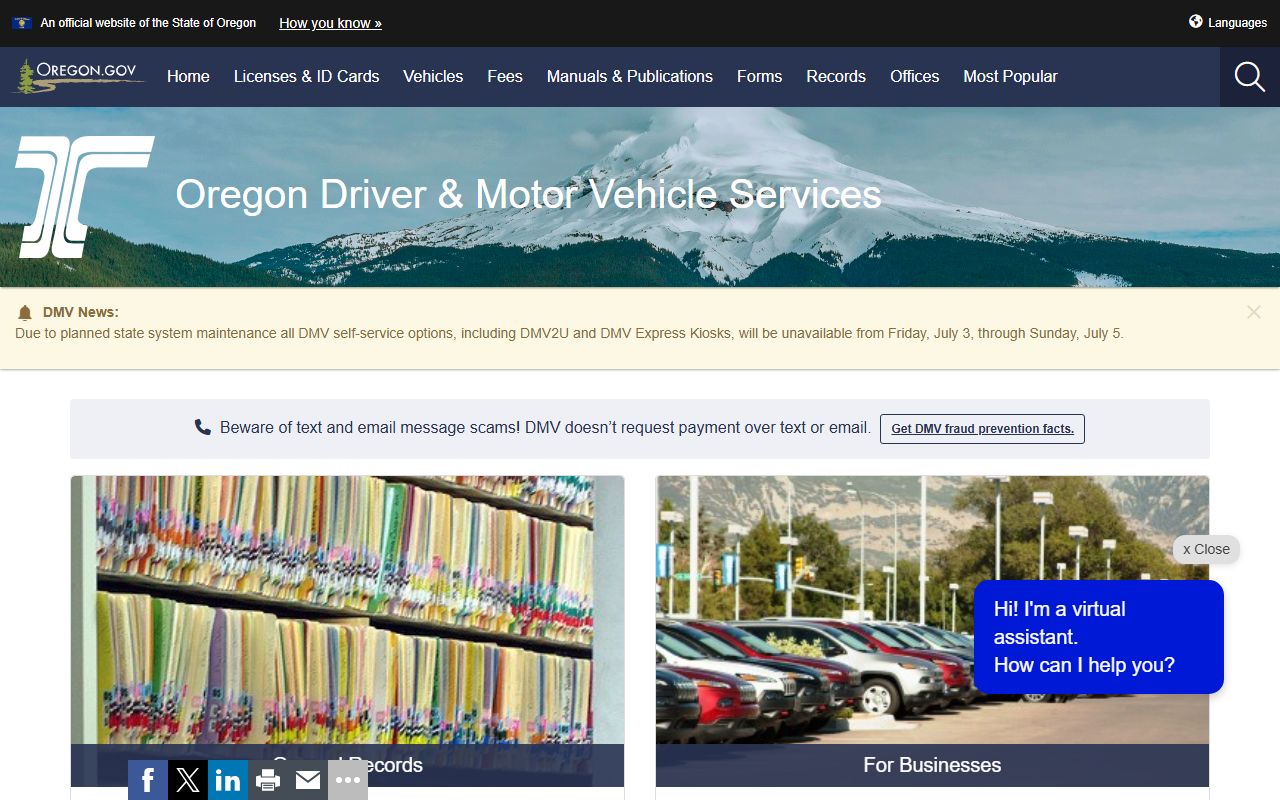Clackamas County traffic court records Oregon DMV driver records